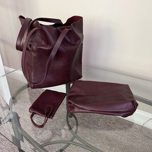 Joy Susan 3 piece vegan leather bucket tote